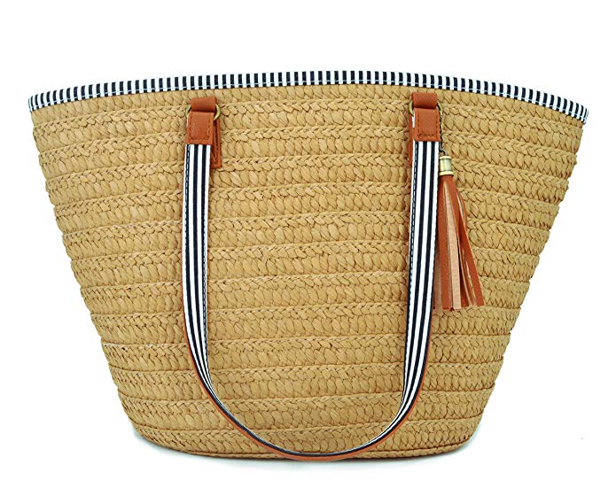 Womens Large Straw Shoulder Bag Beach Tote