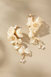 Anthropologie Blossom Drop Earrings in Cream