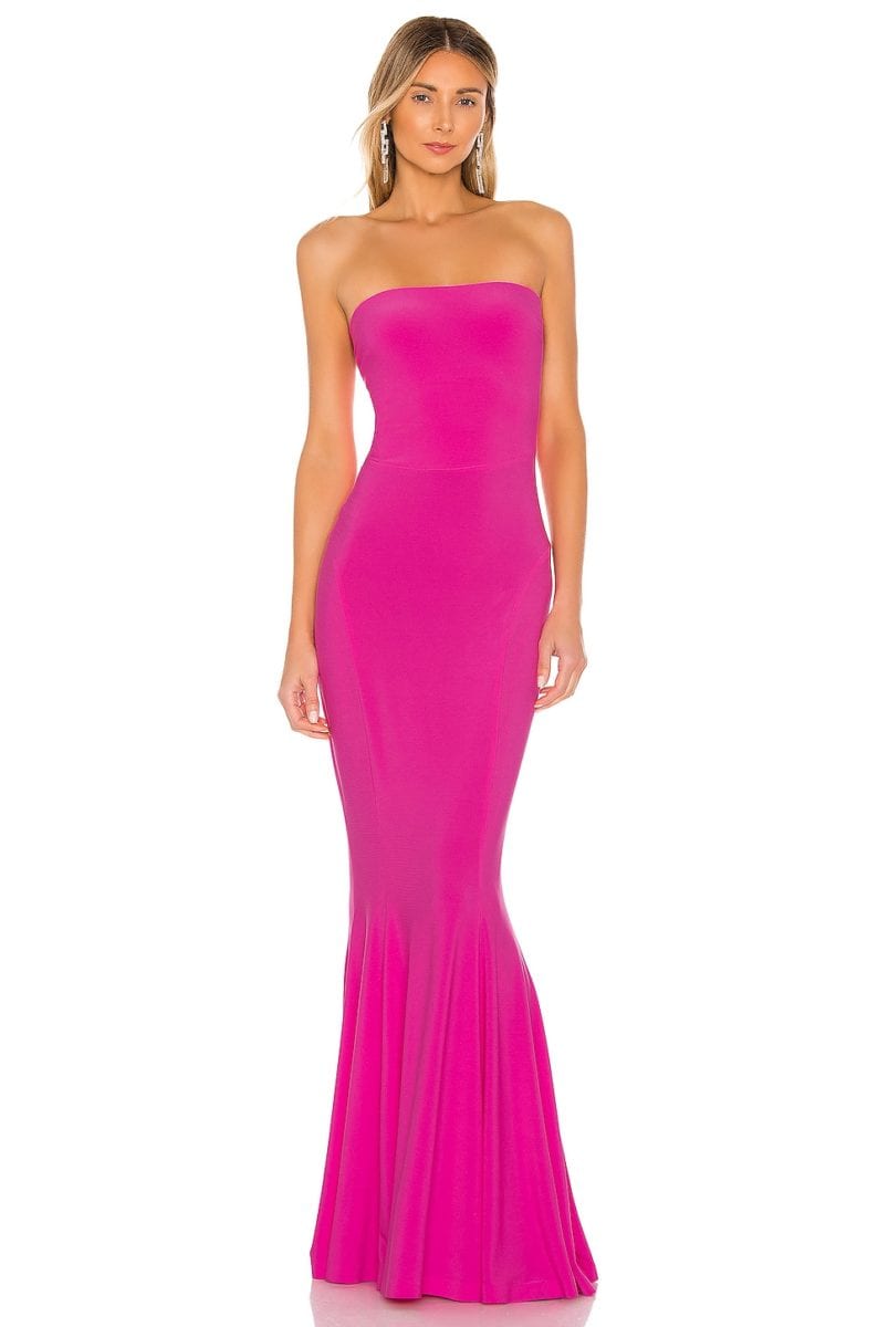 Norma Kamali X REVOLVE Strapless Fishtail Gown in Orchid Pink