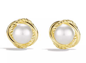 David Yurman Infinity Earrings with Cultured Freshwater Pearls in 18K Gold