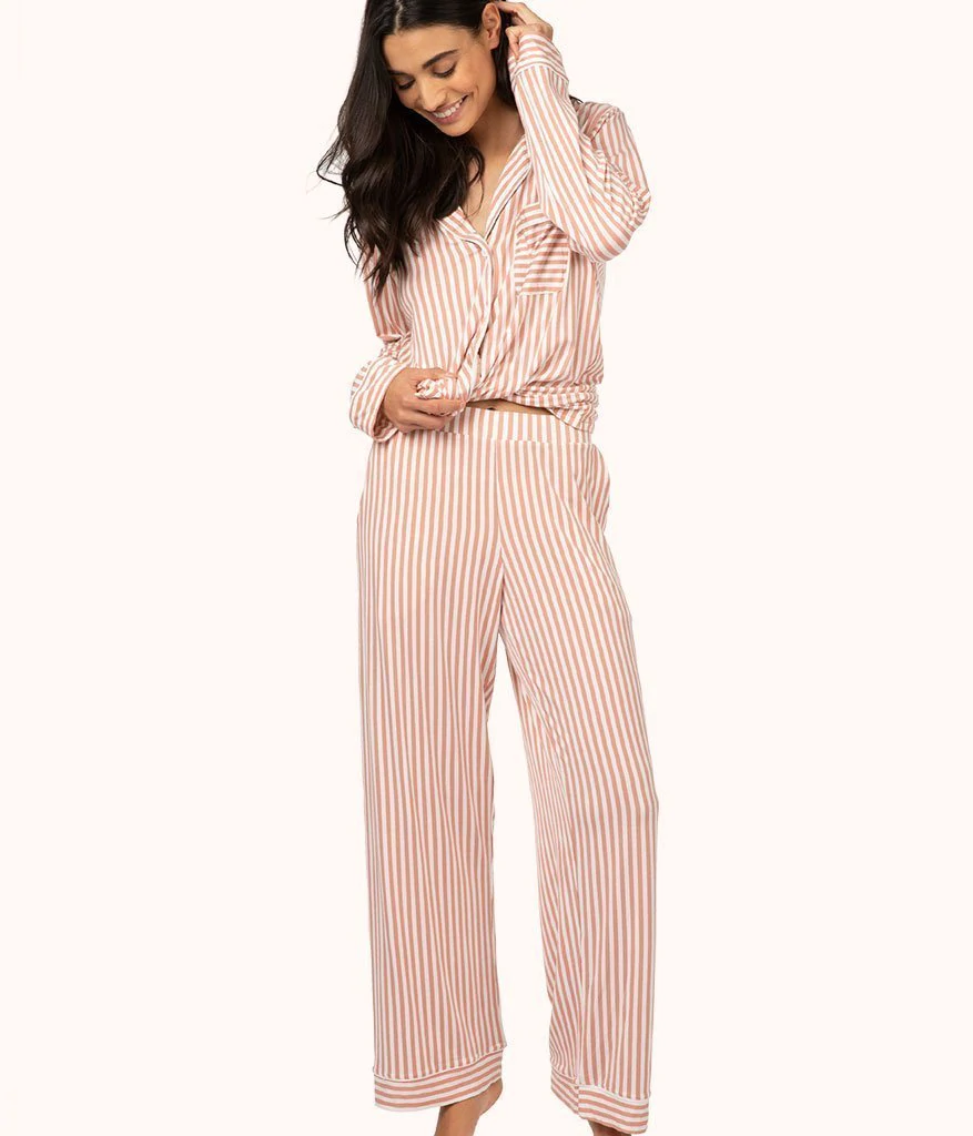 The All-Day Lounge Shirt in shell pink stripe