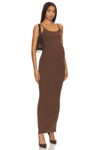 BUMPSUIT Maxi Rib Maternity Dress in Brown