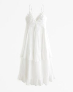 Abercrombie & Fitch Tiered Maxi Dress in White 