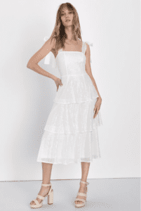 Lulus Sparkling Charm White Sequin Tie-Strap Tiered Midi Dress