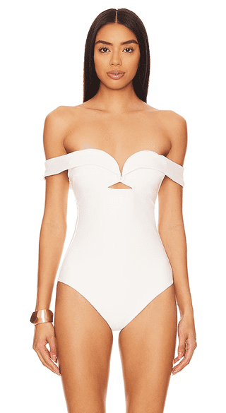 Zimmermann Lexi Off The Shoulder One Piece in Ivory
