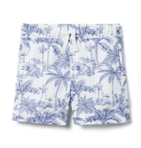 TROPICAL TOILE LINEN-COTTON PULL-ON SHORT