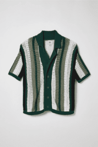 BDG Striped Button-Down Polo Sweater in Green Multi
