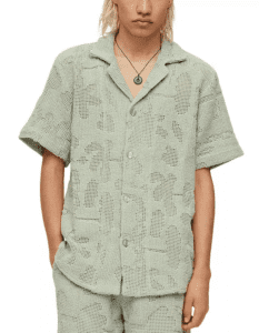 AOS Galbanum Cuba Cotton Blend Crochet Camp Shirt