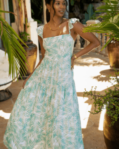 The Breezy Tropics Resort Dress Ruffle Straps