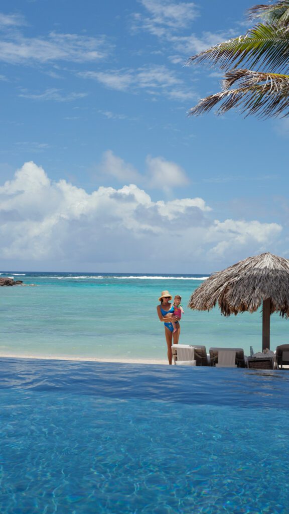 Christina on the beach at Rosewood Le Guanahani in St. Barths