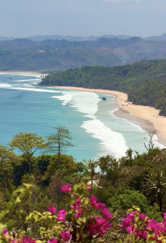 View of the coastline and surf at NIHI Sumba, Indonesia