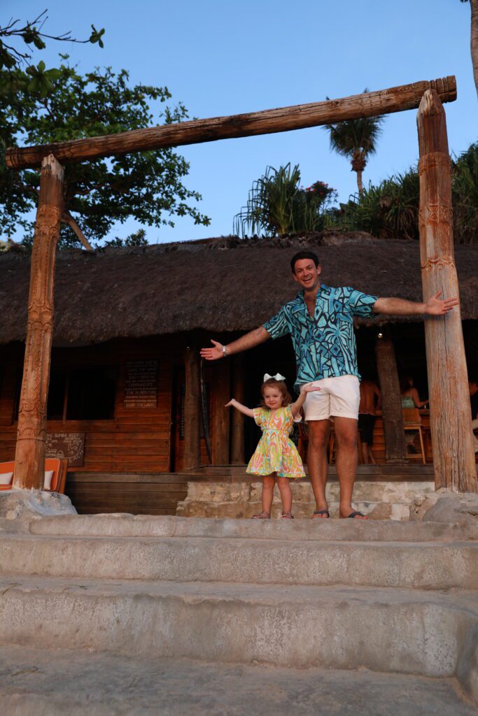 Jetset Christina's husband and daughter at the surf hut at NIHI Sumba
