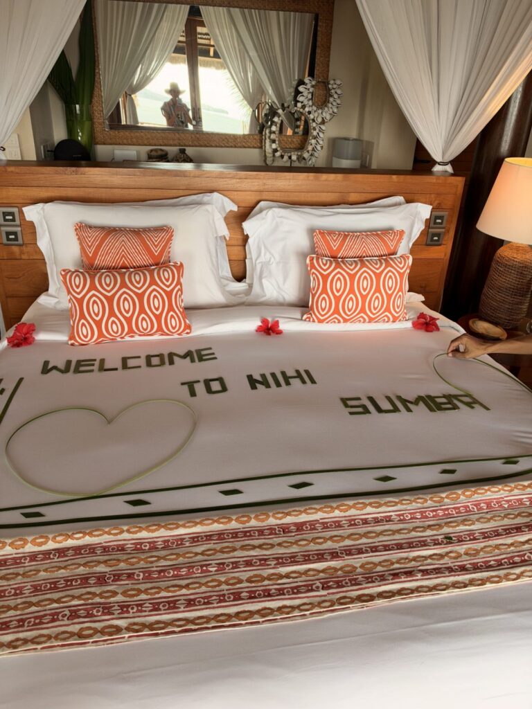 Welcome to NIHI Sumba bed turndown in our villa