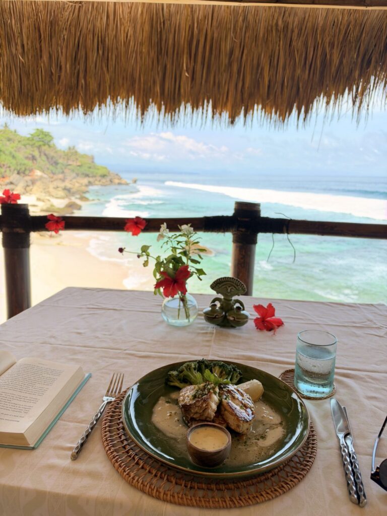 Lunch with an ocean view at the Nihioka Spa Safari pavilion at NIHI Sumba